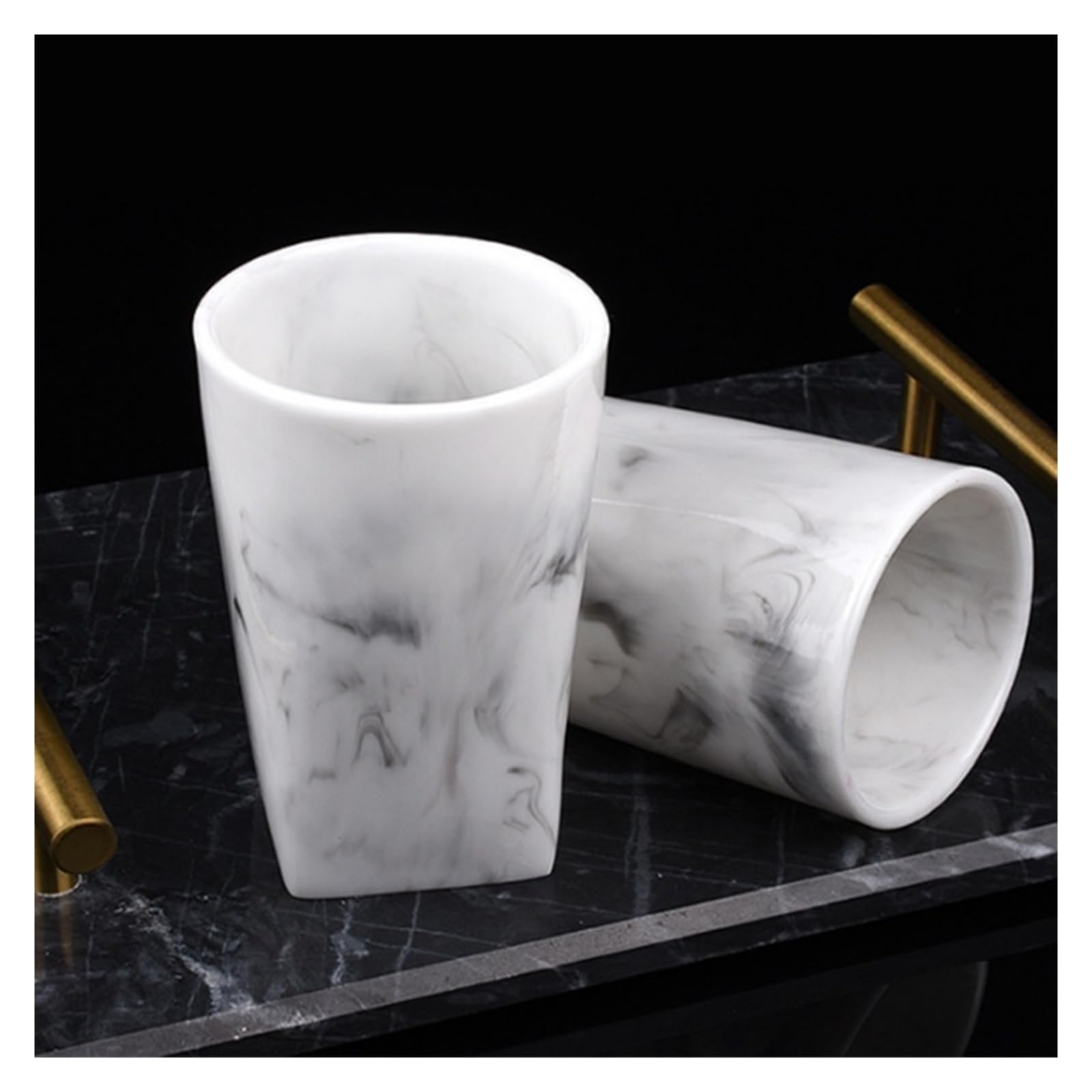 Set Dispensador Jabon Baño Juego de accesorios de baño de imitación de resina y mármol, soporte for cepillo de dientes, jabón, taza for enjuague bucal, botella de champú, juego de lavado for el hogar