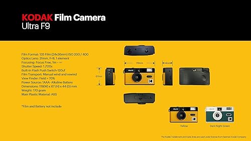 Miniatura 8 de Kodak Ultra F9 - Cámara de película, 1.378 in, color negro x amarillo