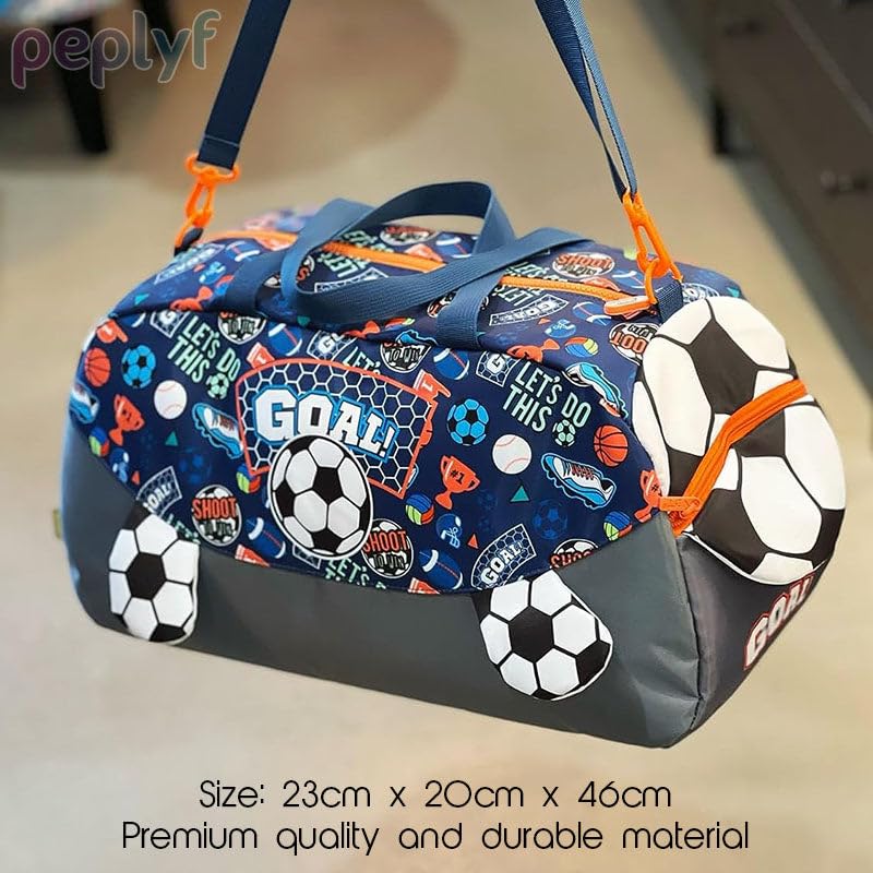 Image of 3D Design Duffle Bag for Kids & Adult| Large Compartment Foldable Luggage with Shoulder Strap | Lightweight Travel & Short Trips Storage Organizer for Women (Football)