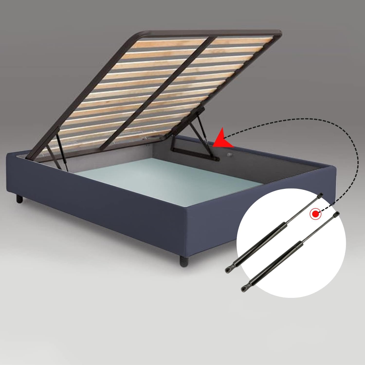 Coppia Pistone Molla Gas per Meccanismo Sollevamento Letto Contenitore - Interasse 415 mm - 600/800/1000 Newton - Attacco RAPIDO (Forza Selezionata: 1000 Newton)