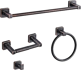 4-Piece Oil Rubbed Bronze Towel Bar Set, 16-Inch