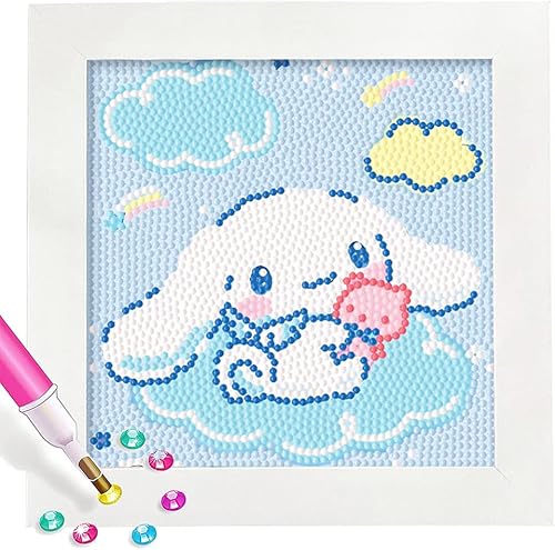 PERFECTSIGHT Lindos kits de pintura de diamantes 5D para niños con marco de madera, arte de pintura de dibujos animados, arte y manualidades de
