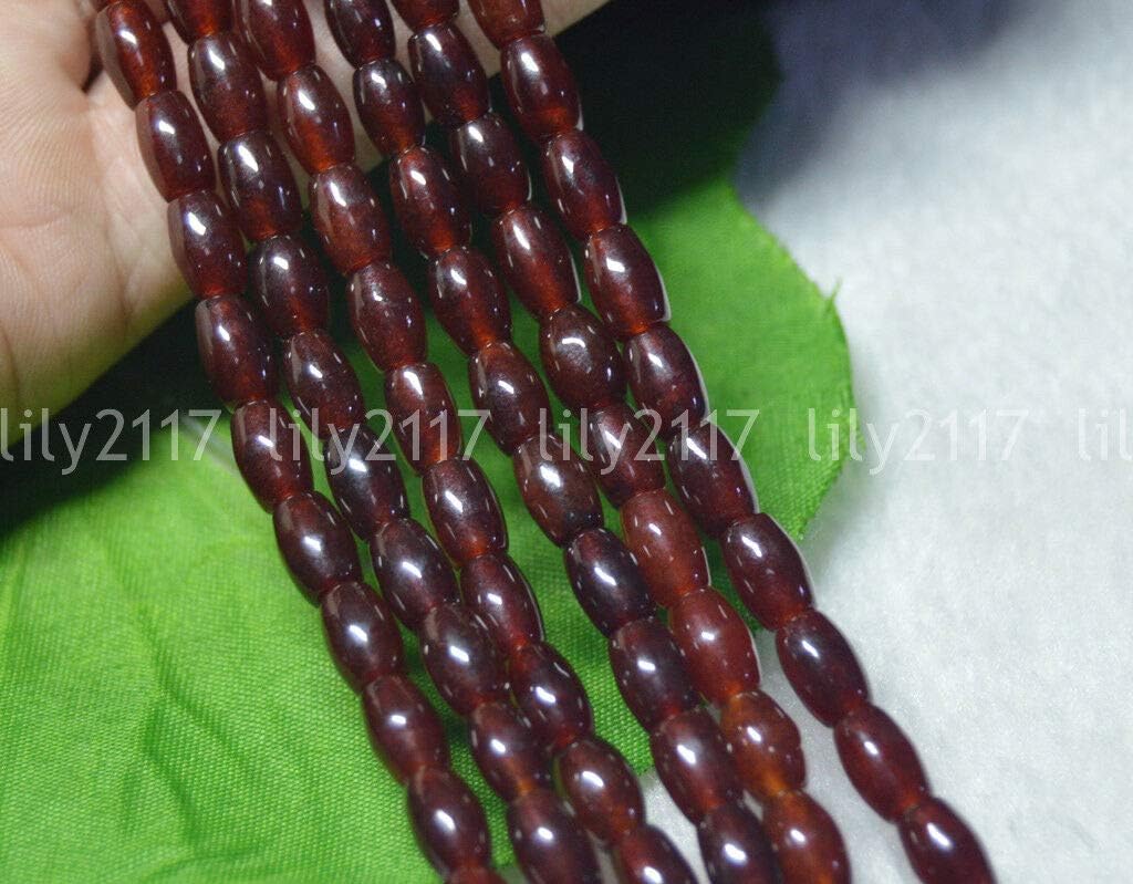 Stone Wholesale Dark Red 5x9mm Garnet Gemstone Rice-Shaped Loose Beads 15" Strand - (Qty:3 Strand)