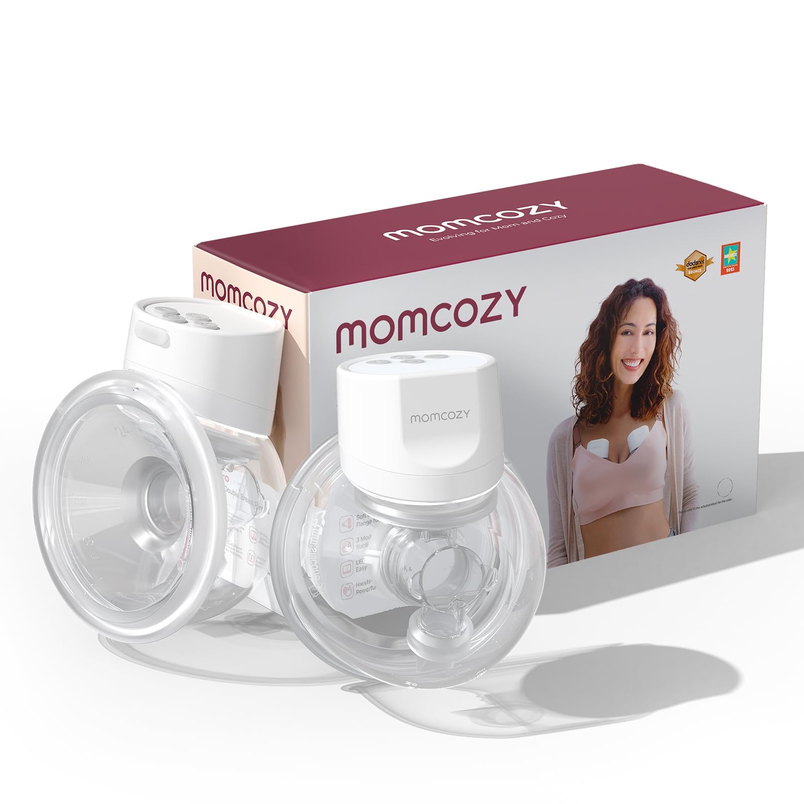 Momcozy S12 Pro Tiralatte Elettrico a Mani Libere, Indossabile e Portatile con Flangia da 24mm, 3 Modalità e 9 Livelli, Display LED Intelligente(2,Bianco)