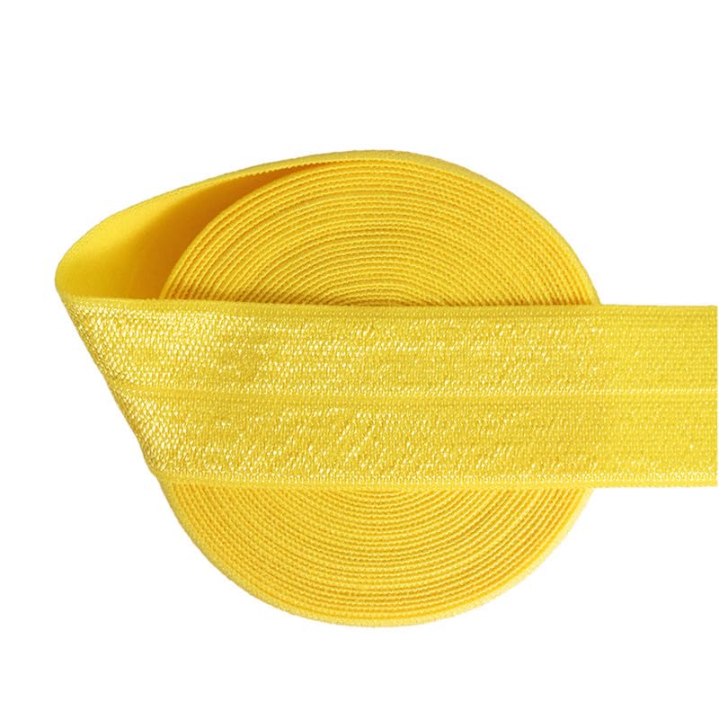 Nine Looms Shiny Fold Over Elastic Band 1 Inch 25mm 5 Yards Foe Spandex Ribbon for Hair Tie Headband Dress DIY Sewing TrimDaffodil Knit Elastic Bands for Pants Waist Sewing (5Y Daffodil) — image 1