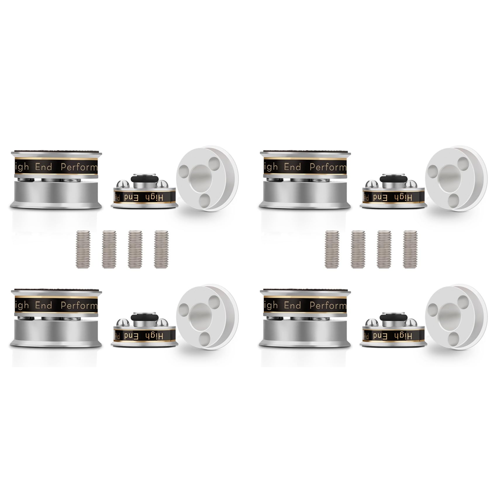 8X HiFi Audio Stojak na Głośnik Podnóżek Amortyzator Przeciwwstrząsowy Kolce Nóżki Izolacyjne do Głośnika Przedwzmacniacza Gramofon Winylowy Srebrny