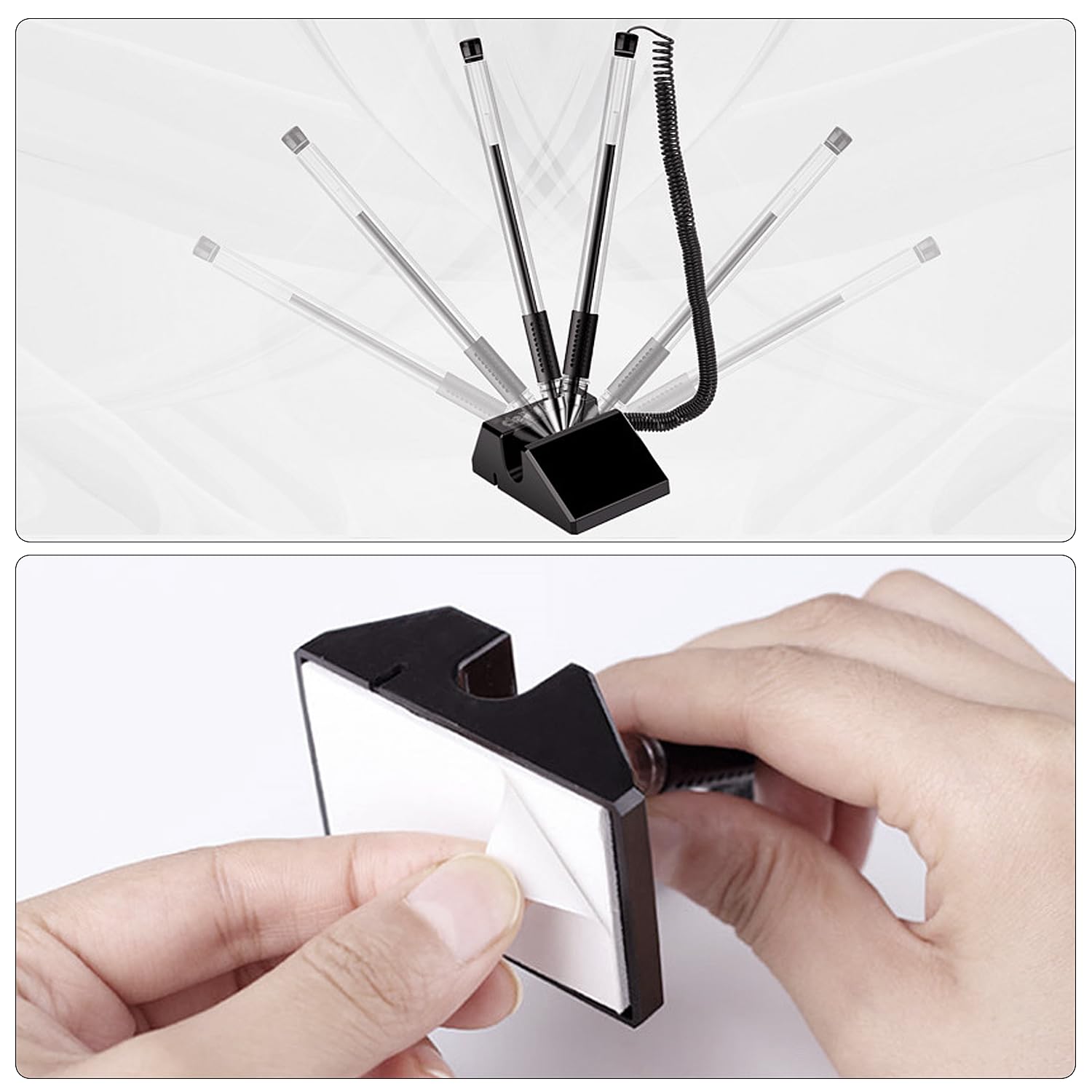 Lezevn Lot de 6 stylos de comptoir sécurisés avec chaîne adhésive pour la réception standard - Stylos à encre noire pour la maison et le bureau