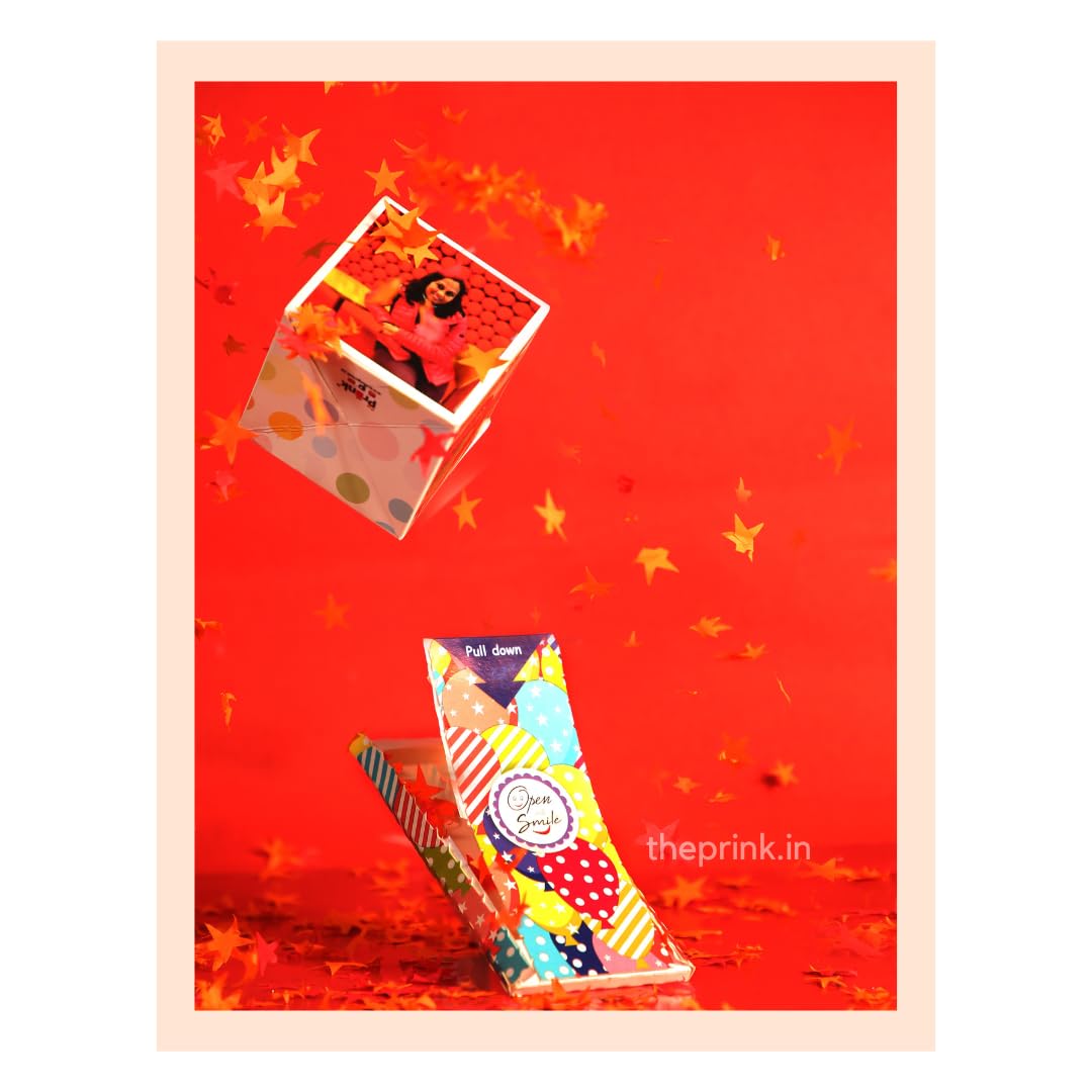 The Prink Bomb Single Cube Explosion Box Birthday Personalized photo gift for Couple Surprise Pop up Box for Girlfriend Boyfriend