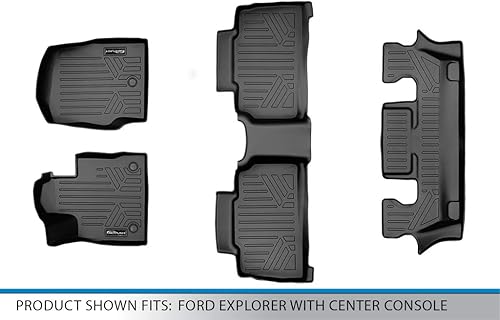 Miniatura 6 de SMARTLINER Juego de alfombrillas personalizadas de 3 filas color negro compatible con Ford Explorer 2020-2023 compatible con modelos de 6 pasajeros