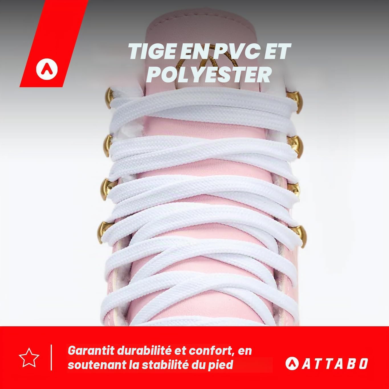 ATTABO Patins à glace ISLA pour enfants - Rose - Taille 31-36 EU - Patins en acier inoxydable - Idéal pour les débutants ou les confirmés - Dessus en PVC - Support solide de la cheville - Stabilité et