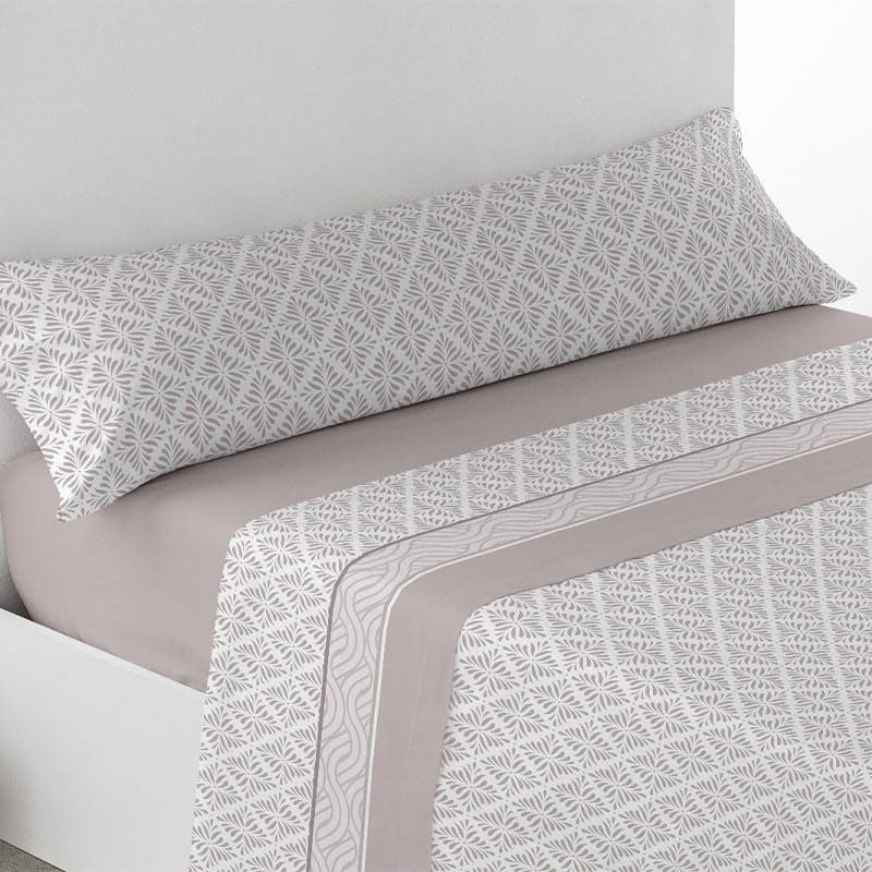 Rufino Díaz Juego Sábanas Pirineo Canos Invierno 3 Piezas - Beige, 90 cm