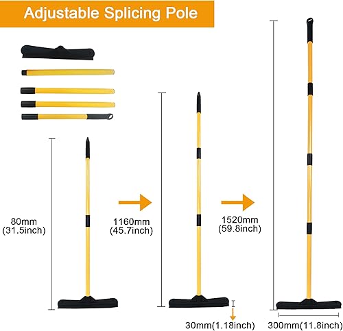 Miniatura 2 de Escoba de empuje, escoba de depilación de mascotas con escoba con escoba de cerdas de silicona suave con mango largo, cepillo barredora de alfombras