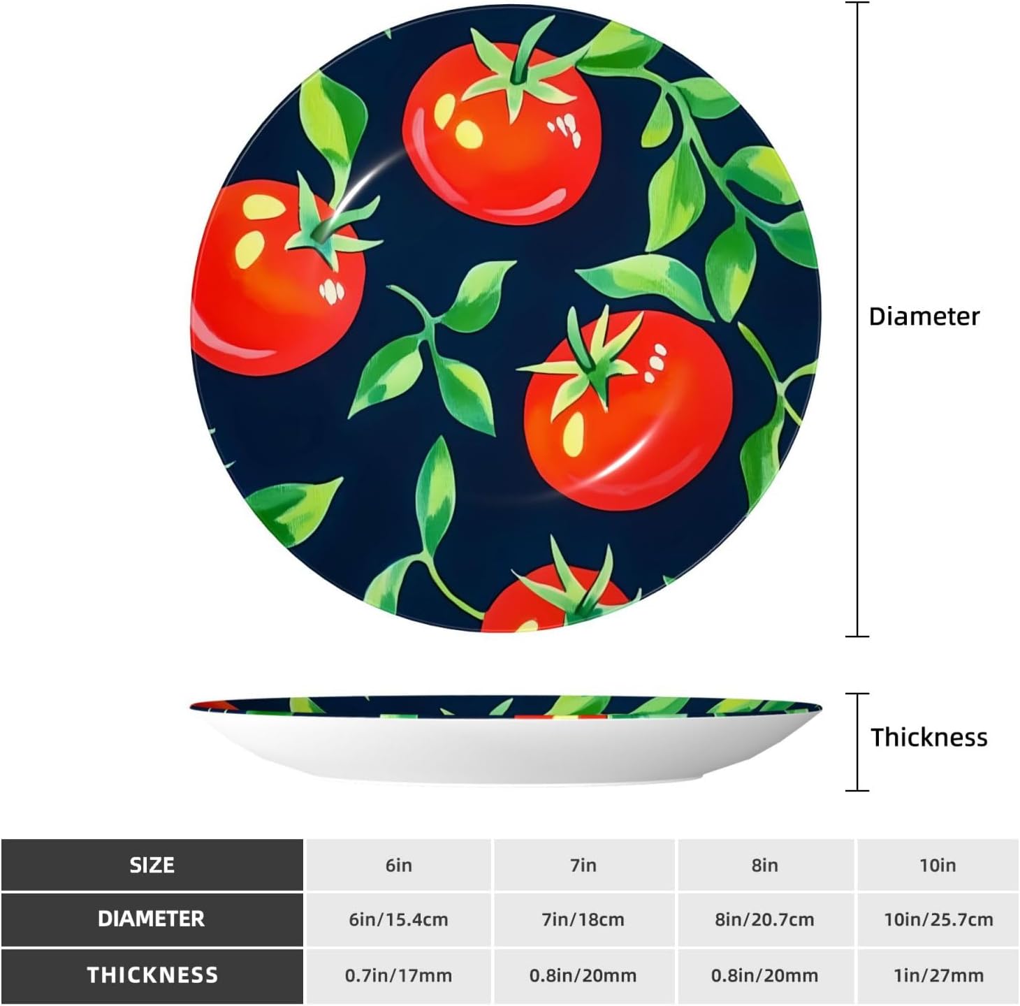 Tomatoes Style Ceramic Plate Display Home Display With Stand Wall Hanging Plate For Home Decor 10 Inch