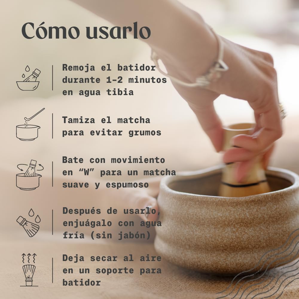 NaturaleBio Batidor de Bambú para Matcha NaturaleBio. Batidor tradicional de bambú (chasen). Bambú 100% natural, resistente y sostenible.