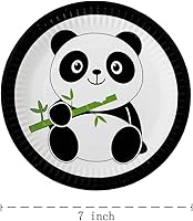 Vista 2 de Suministros para fiestas de pandas, 20 platos, 20 servilletas y 1 mantel