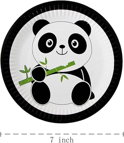 Miniatura 2 de Suministros para fiestas de pandas, 20 platos, 20 servilletas y 1 mantel