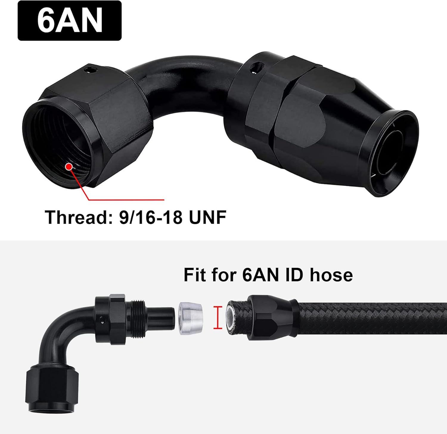 EVIL ENERGY 6AN PTFE Hose End Fitting 90 Degree Black for PTFE Hose Only 2PCS - Image 4