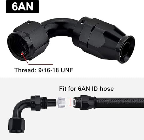 Miniatura 40 de EVIL ENERGY 3AN PTFE manguera extremo montaje 90 grados negro para manguera de PTFE solamente 2PCS