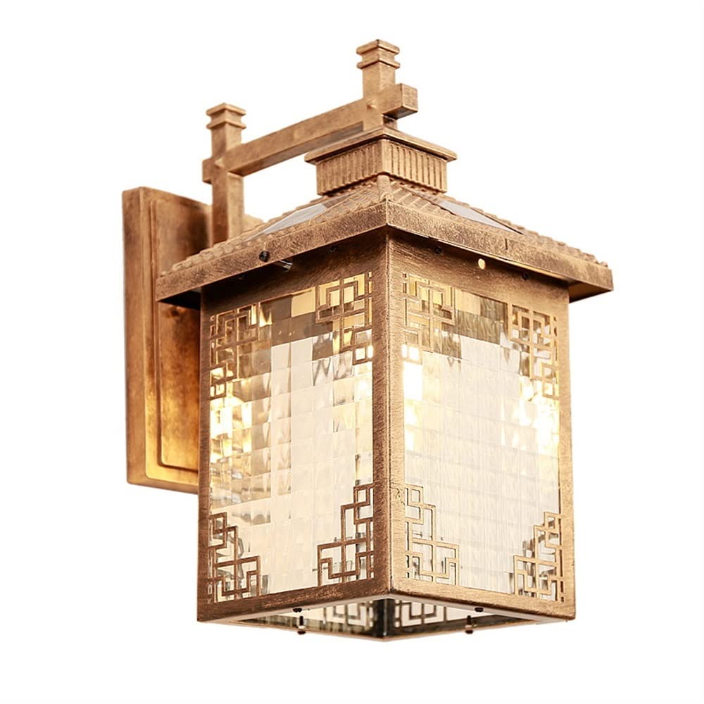 Lampe solaire en bronze authentique et abat-jour en verre