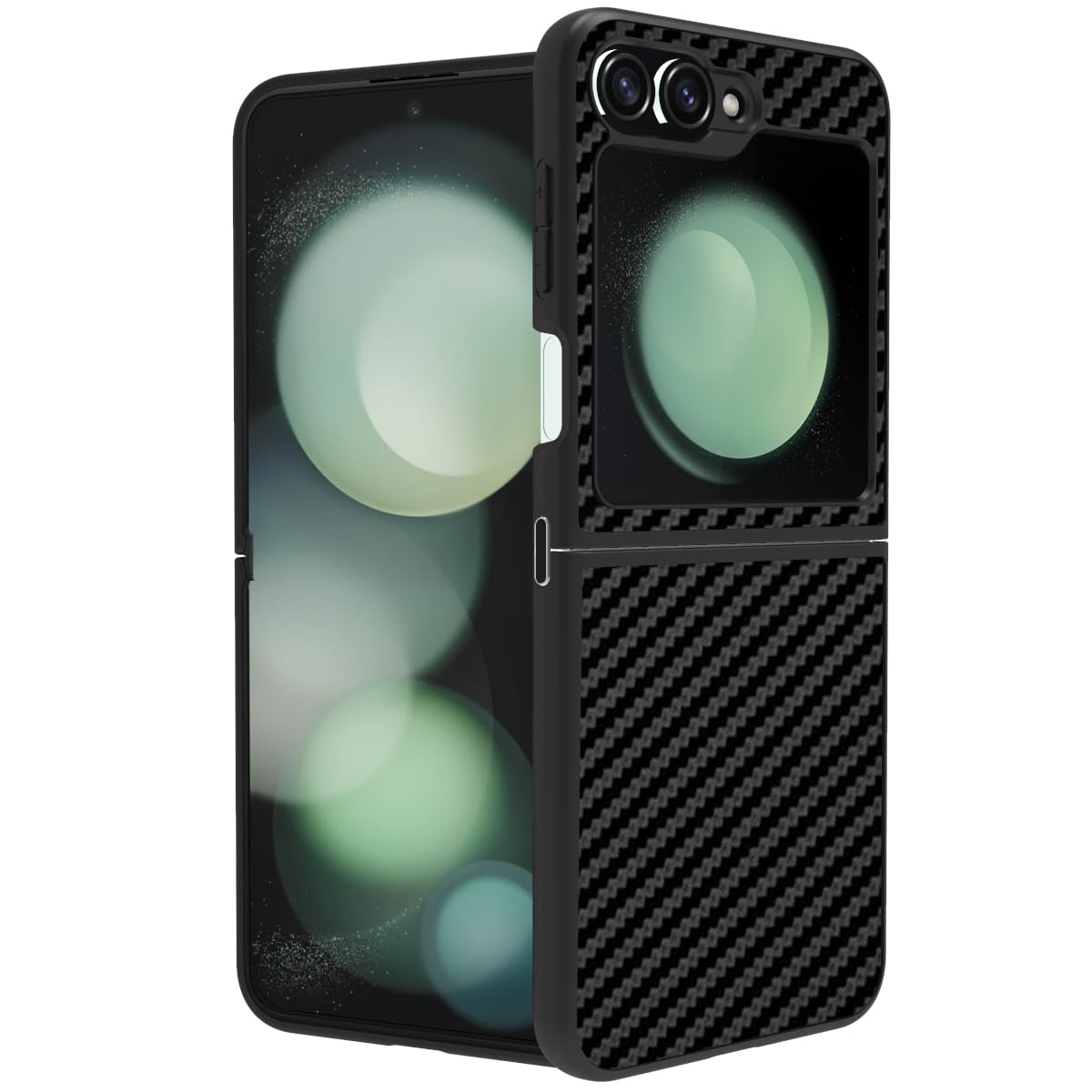 RIGGEAR Sleek Back Cover Case Compatible with Samsung Galaxy Z Flip 6 5G (TPU+PC | Black CF) (B0DB8NBBFW) Amazon Price History, Amazon Price Tracker