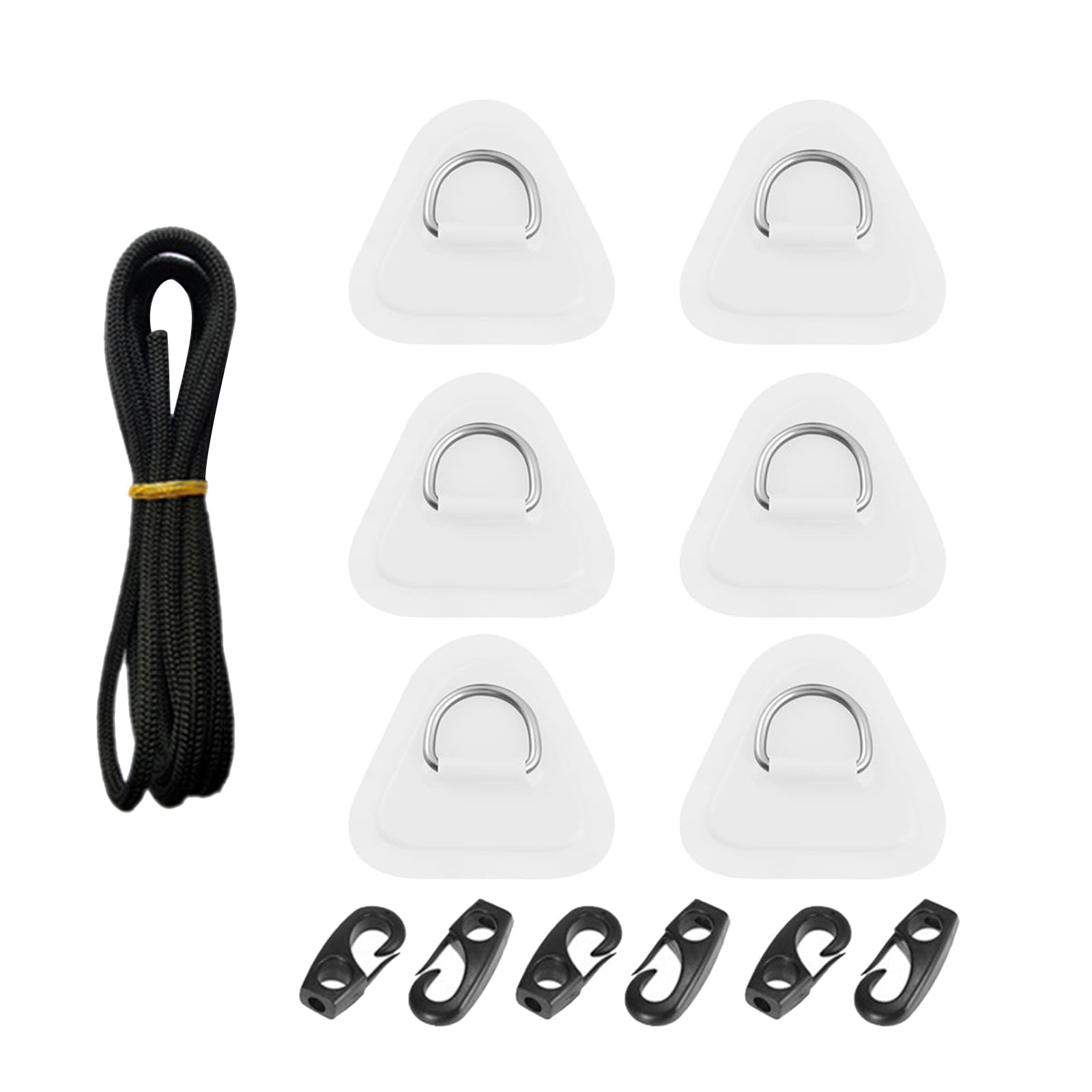 FGDTREE 6Pcs Stainless D-Rings Patches for Inflatable Boat Kayak Surfboard Paddle Board Kayak D-Rings Pad Stand-Up Paddleboard PVC Patches for Paddle Board