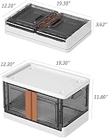 Vista 3 de Contenedores de almacenamiento blancos con tapas, contenedores de almacenamiento plegables, almacenamiento apilable de 8.4 galones, contenedor