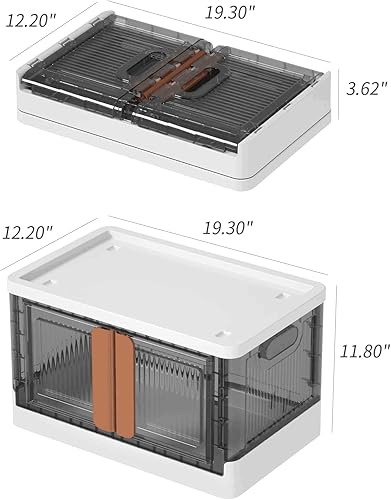 Miniatura 3 de Contenedores de almacenamiento blancos con tapas, contenedores de almacenamiento plegables, almacenamiento apilable de 8.4 galones, contenedor