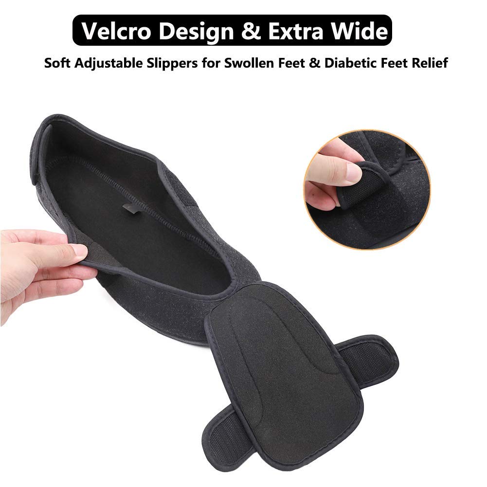 Men's Extra Wide Width Diabetic Recovery Slippers, Adjustable Closures