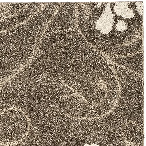 Image of Export Quality Microfiber Hand Woven Shaggy Carpet Collection with 2 inch Pile Height Carpet for Living Room & Bedroom Size 5x5 feet Square coular Beige /Ivory