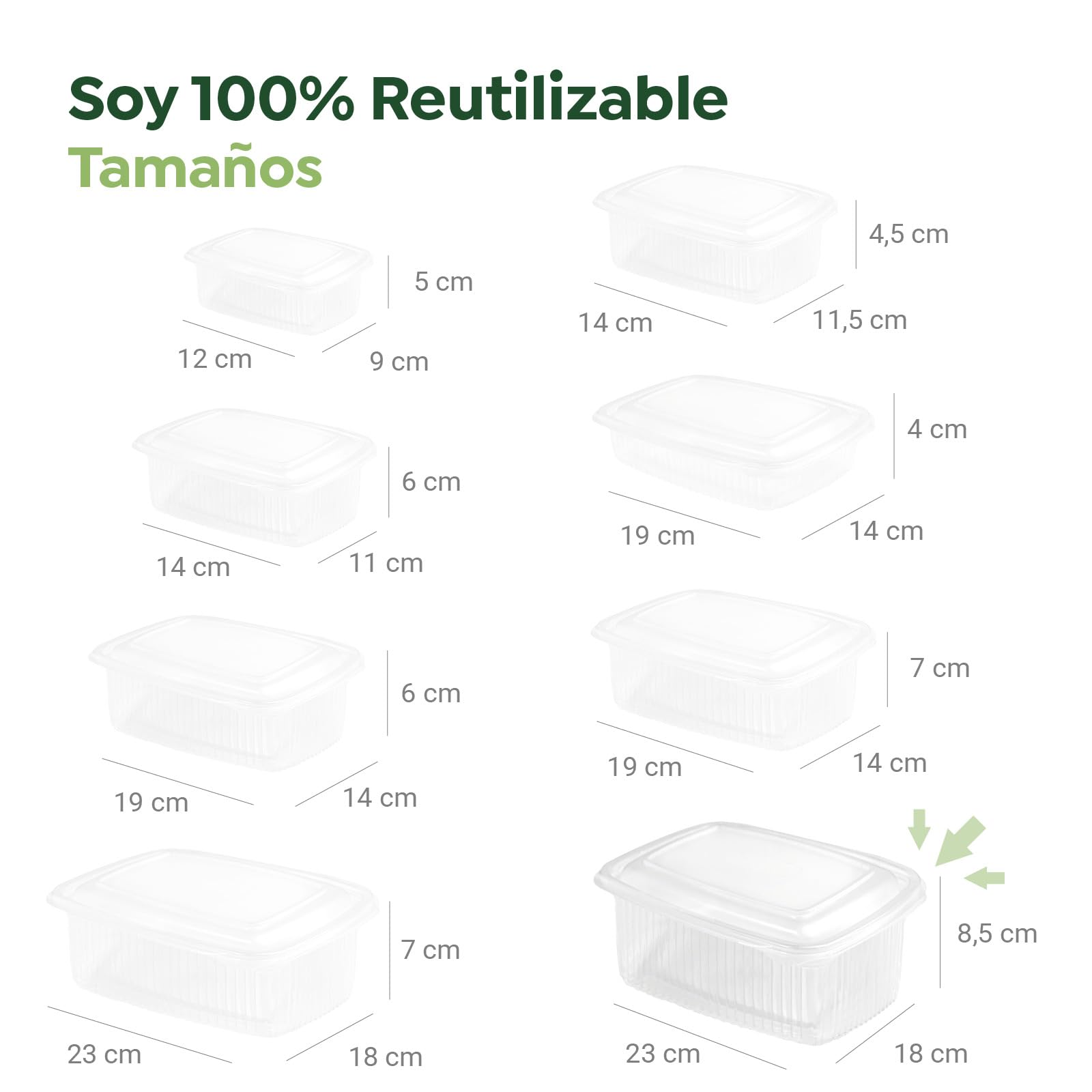 MAXI PRODUCT - 100 Unidades - Envases Alimentarios Plástico PP Reutilizables con Tapa Bisagra - 2000 cc - Apto para Microondas, Congelador y Lavavajillas - Tuppers para Alimentos Calientes o Fríos
