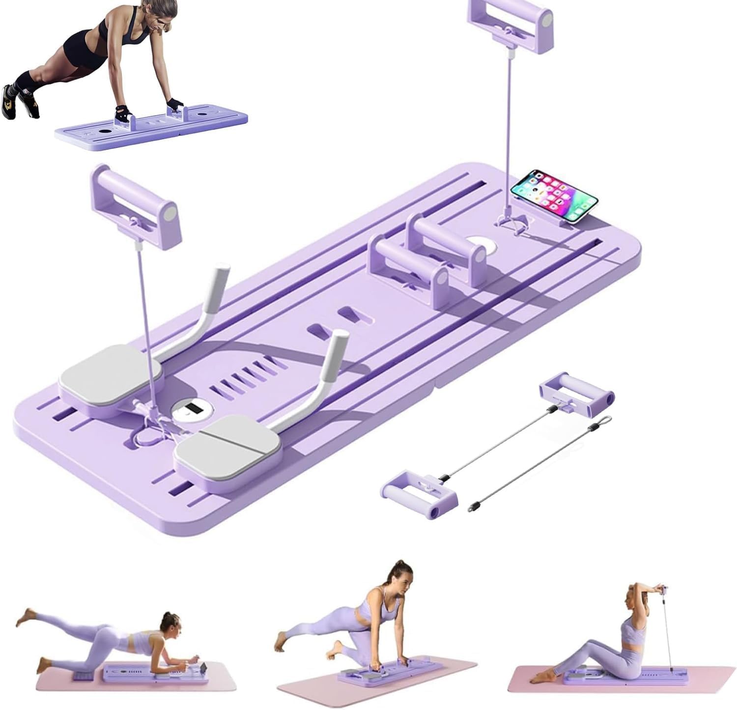 ORCHID M® Abdominal Board,Pilates Reformer Set,Multi-Purpose Foldable Pilates Reformer Board,High Strength Pilates Equipment Portable Fitness Board For Home Women Men（Gift yoga mat） (Purple)