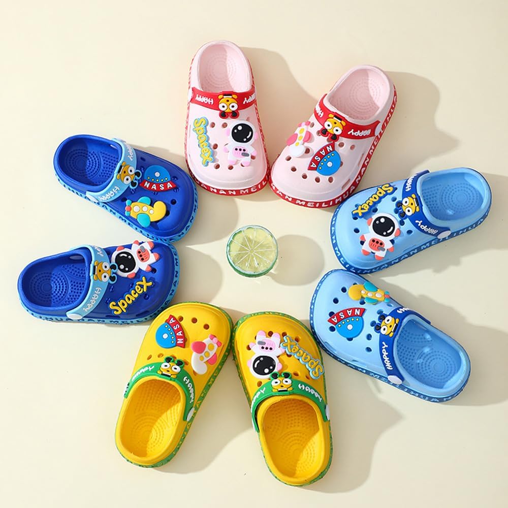 JUXI Toddler Clogs Girls Boys Clogs Garden Shoes Cartoon Slides Toddler Sandals Beach Kids Slippers