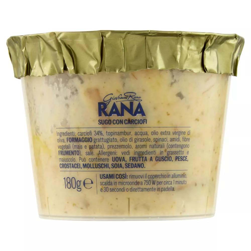 Giovanni Rana Sugo Fresco Carciofi, salsa de alcachofas frescas, pastas, salsa de cocina, 180 g, incluye llavero Beni Culinari