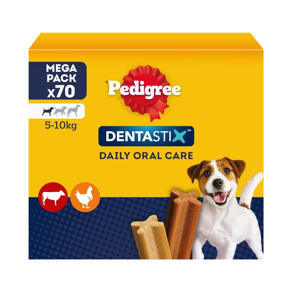 Pedigree Dentastix Snack per Igiene Orale, Cane Piccolo 5-10 kg, Confezione Scorta da 70 Bastoncini in Totale