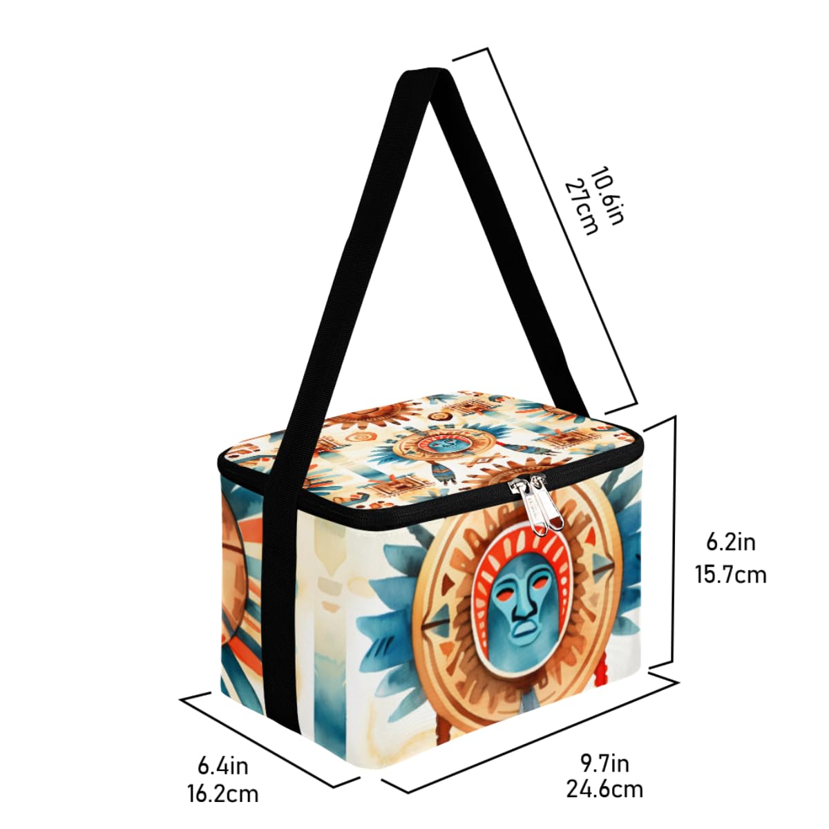 GzLeyigou Lunch Bags for Women Men 9 Cans,Indian Traditional Hot & Cold Food Delivery Bag Insulated Grocery Bag Insulated Lunch Box Ethnic Ornament Cooler Bag for Office Work Picnic Beach