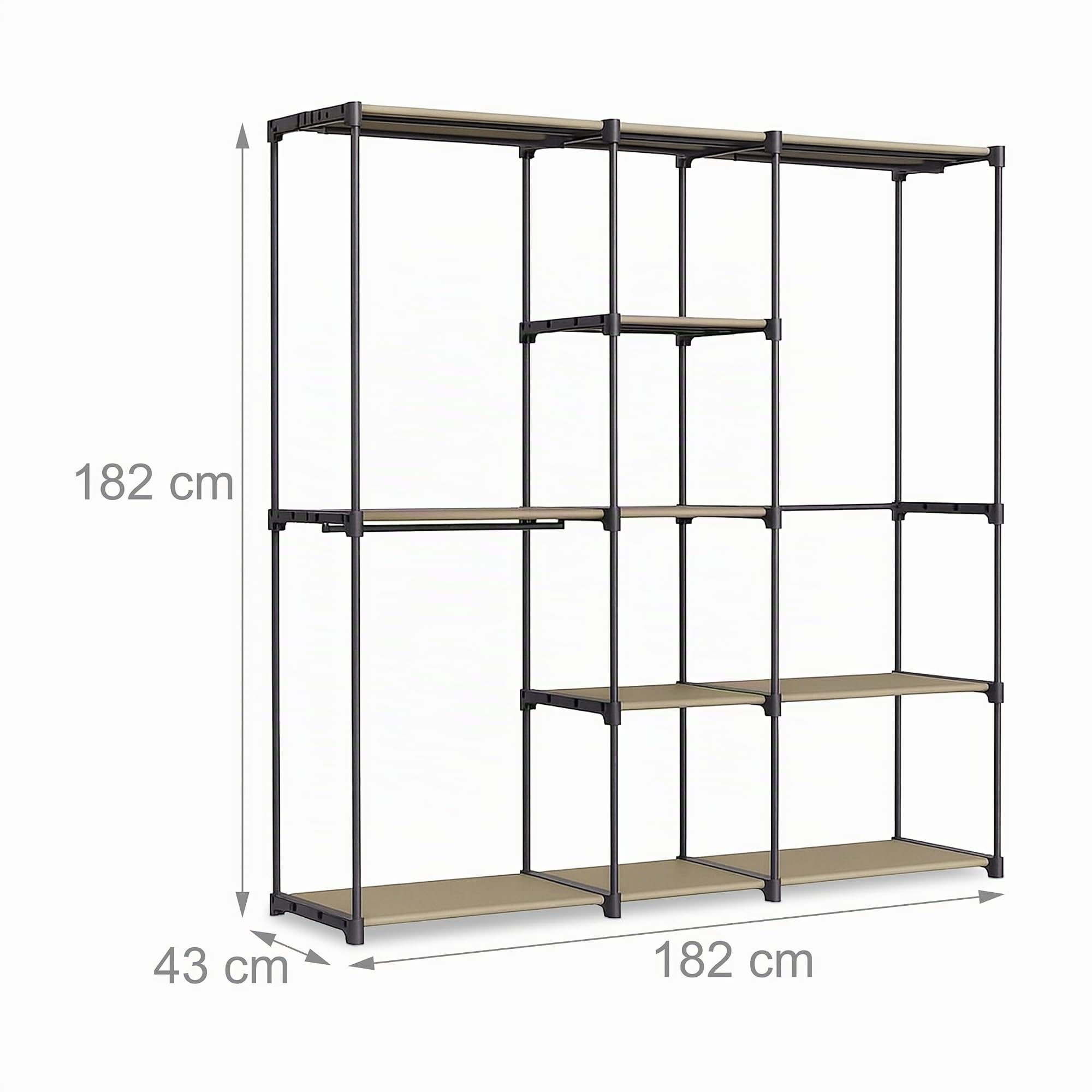 Relaxdays garde-robe, armoire ouverte, étagères et barres à vêtements, portant, système modulaire flexible, blanc