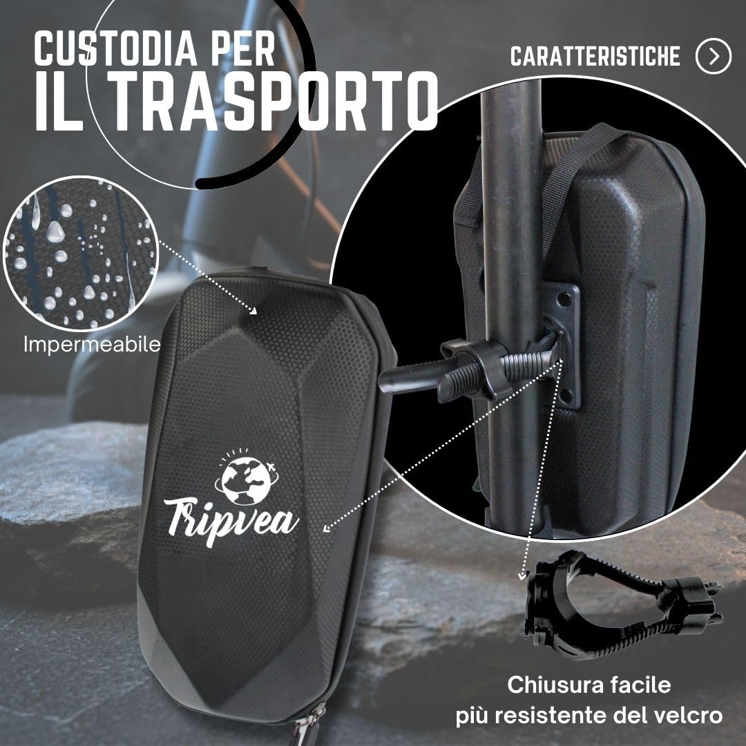 Lucchetto per Monopattino Elettrico, bici, passeggino, scooter + custodia fissabile - Antifurto ultra resistente - Catena con 10 maglie - Lunghezza 56 cm - Ø 8 cm - serratura + 3 chiavi