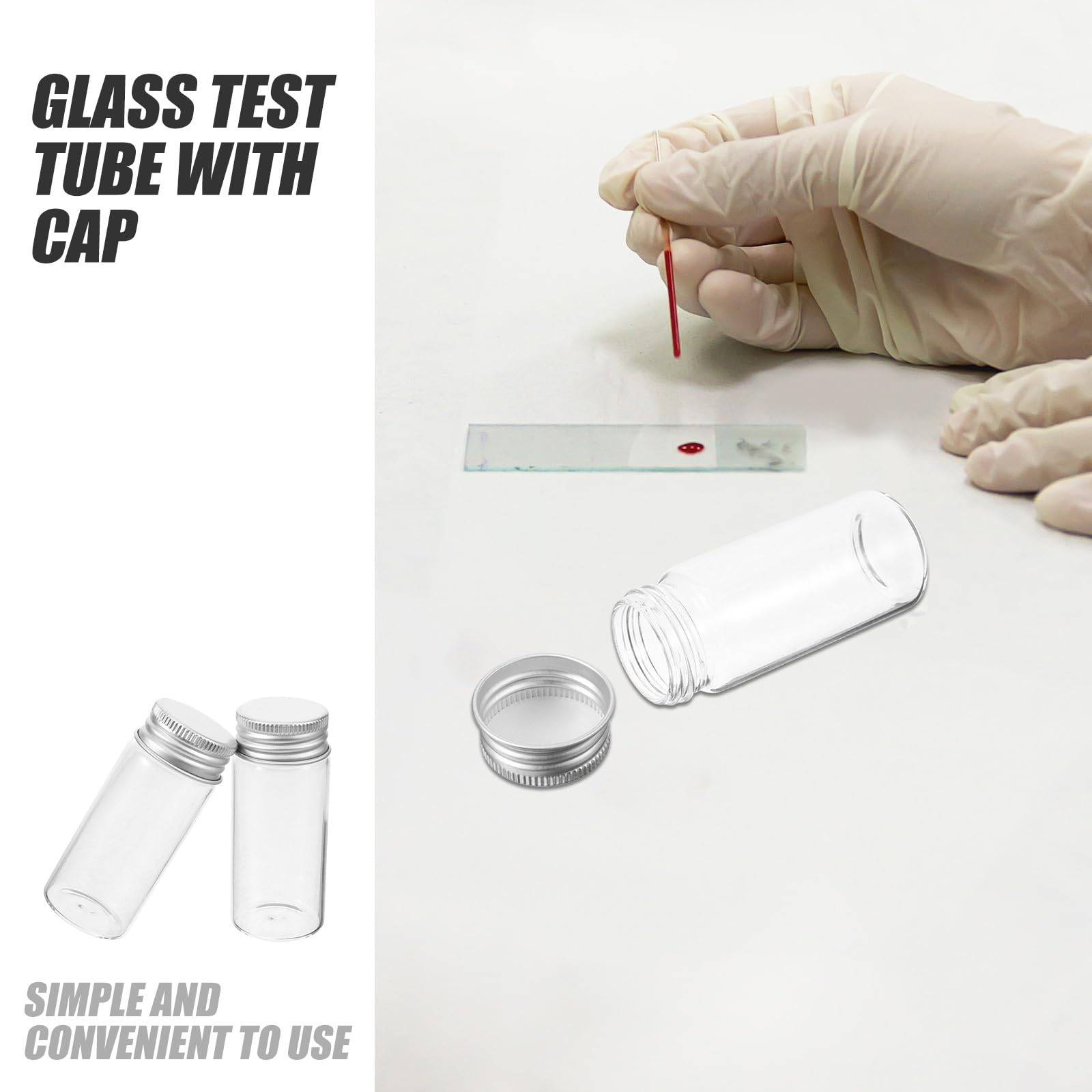 BETOOKY 24 Stück 30 Ml Glas Reagenzgläser mit Eisen Deckel Dichte Verschlussröhrchen aus Klarem Glas für Wissenschaftliche Experimente Partydeko und Probenaufbewahrung
