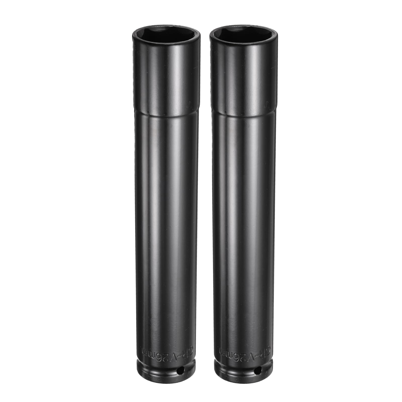 sourcing map 2pcs 6-Point Deep Impact Socket 1/2" Drive 26mm Metric Socket 7.7" (196mm) Extra Long Heat-Treated 45# Steel for Home Auto Spindle Axle Hex Nuts Bolts Repair, Black — image 1