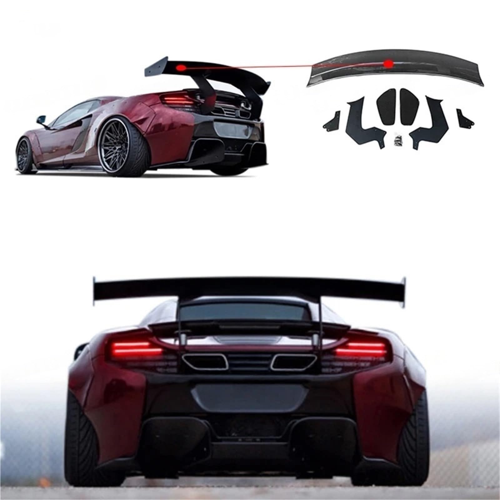 Tylny Spoiler z suchego włókna węglowego kompatybilny z Mclaren 650S 2012 2013 2014 LB styl tylna owiewka Spoiler bagażnika akcesoria samochodowe