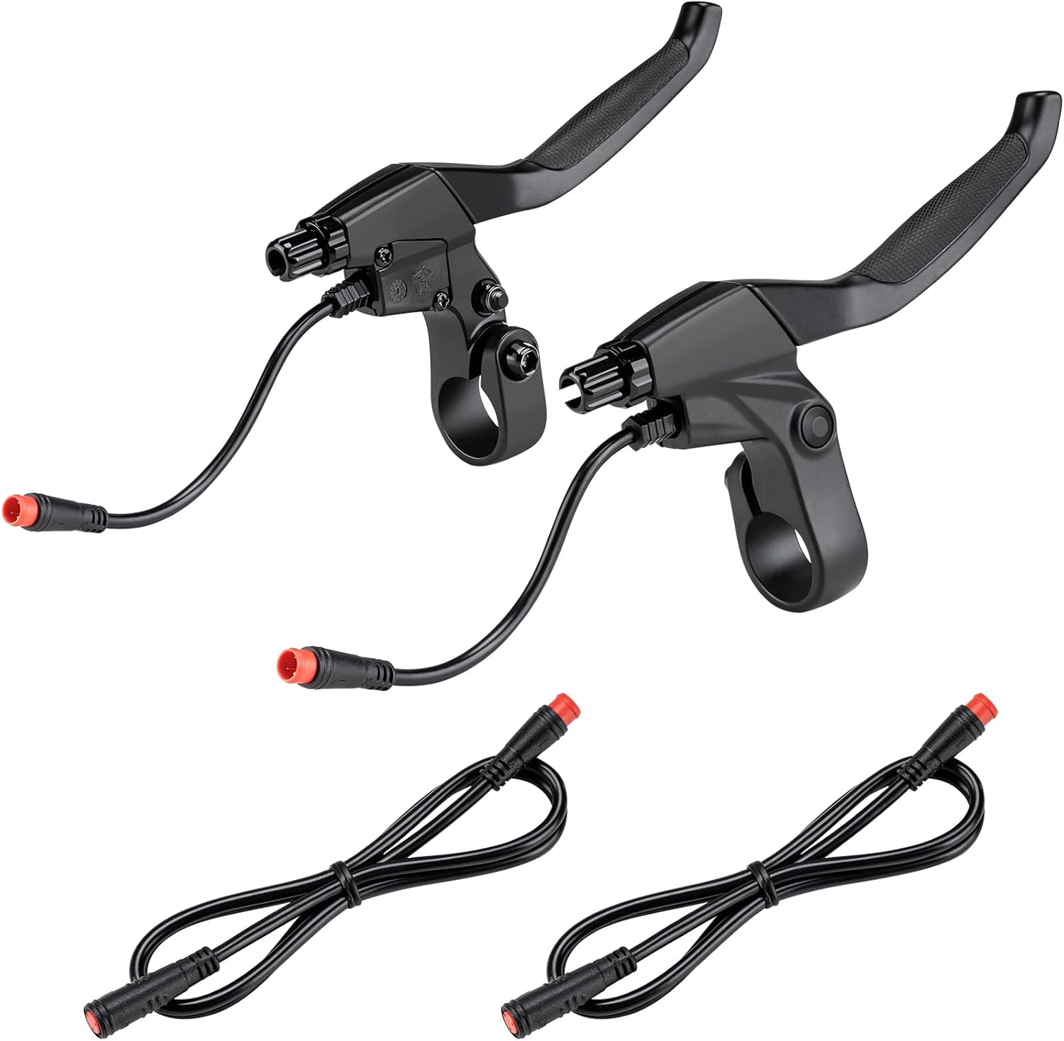 2 Pin Brake Levers with Extension line, Brake Lever Handle Bar Grips 2 Wires Left & Right for Electric Bicycle E-Bike Replacement Parts (1 Pair)