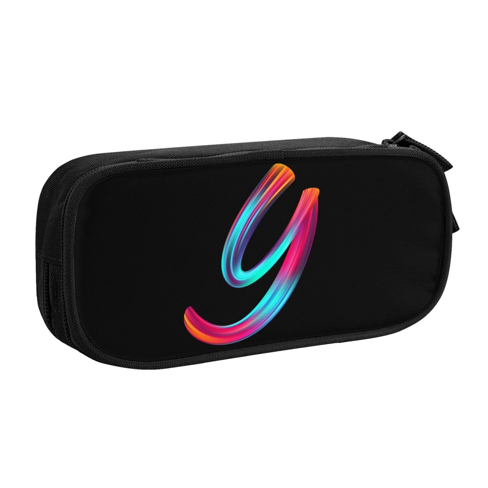 Cute Initial Pencil Case for Kids Students, Large Capacity Pencil Pouch for Boys Girls, Letter Design Pencil Box Pen Bag Office Stationery Organizer, Rainbow Letter Y