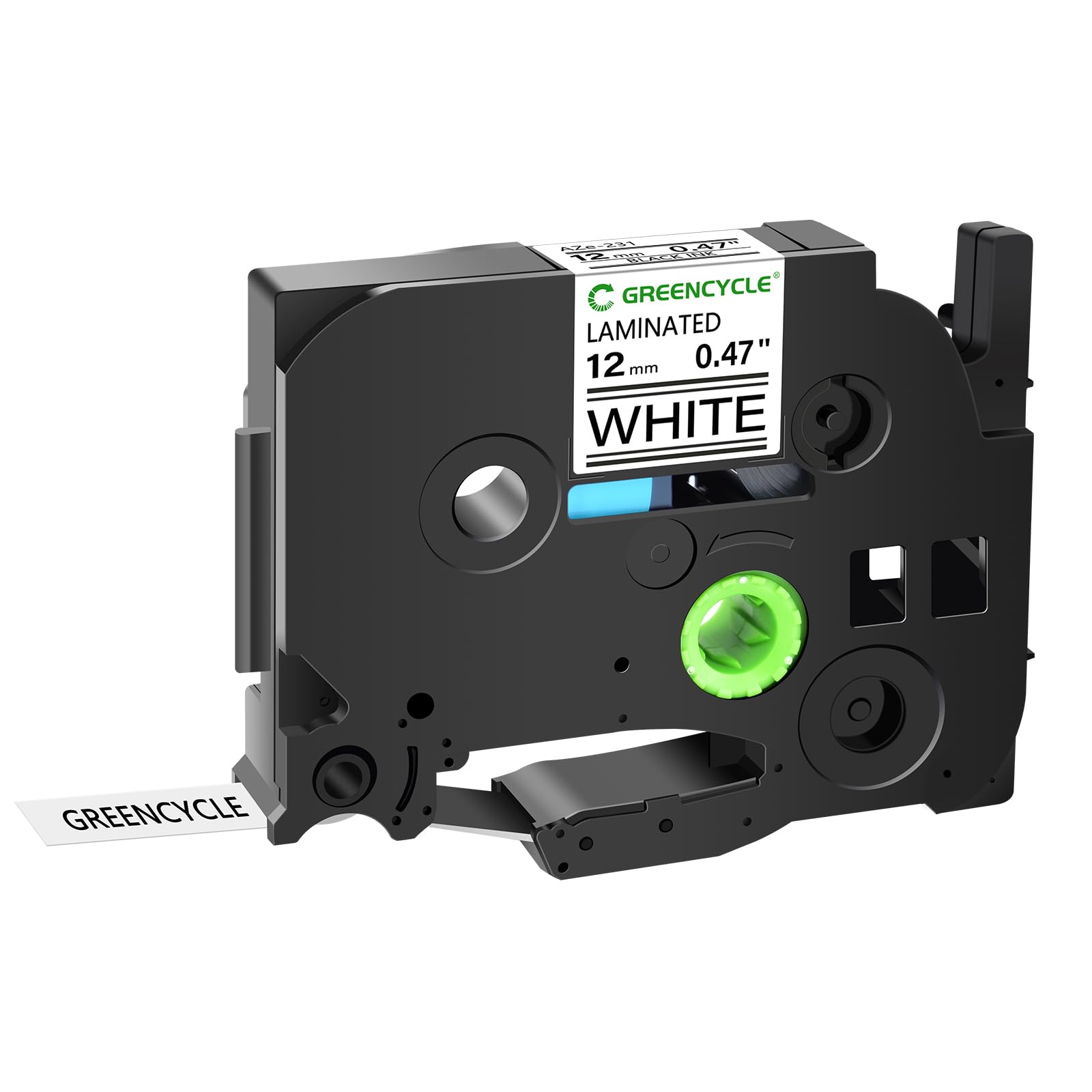 GREENCYCLE 20 Pack 12mm 0.47'' Laminated White Tape Compatible for Ptouch AZE-231 TZ-231 TZ231 1/2 inch Label Maker Tape for Ptouch PT-H110 H300 D600