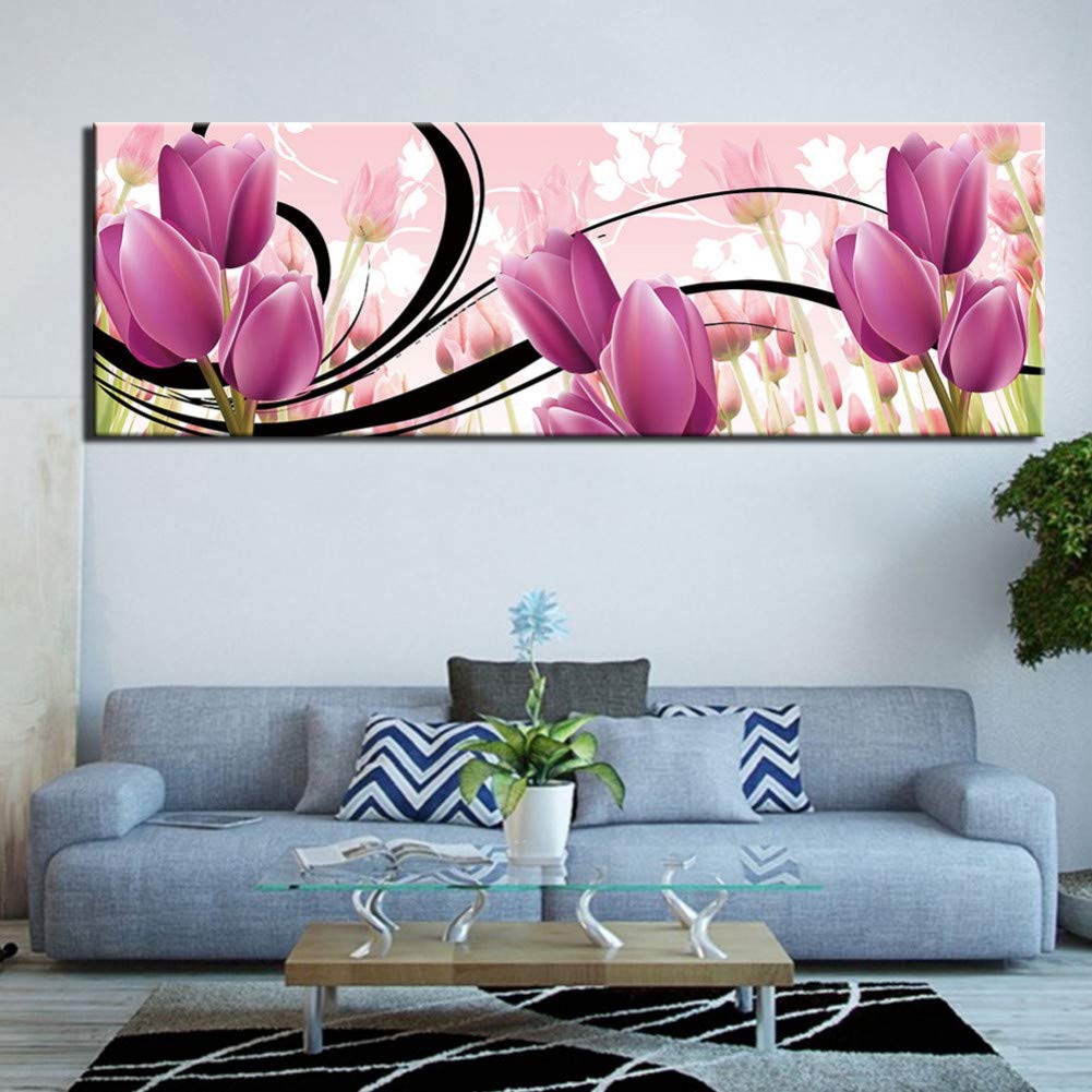 WPFZH Canvas Art Deco Modular Pictures, Living Room Wall Art Canvas, Abstract Flower Poster Decoration, 1 Piece Painting, HD Printed photoLiving Room Bedroom Decoration -40x120cm