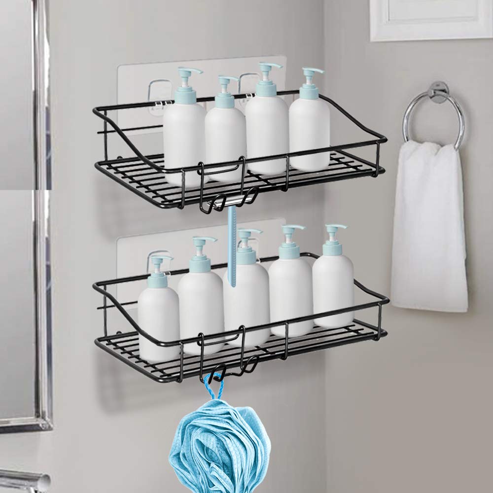 Nieifi Shower Caddy Shelf with Hooks Storage Rack Organiser Adhesive