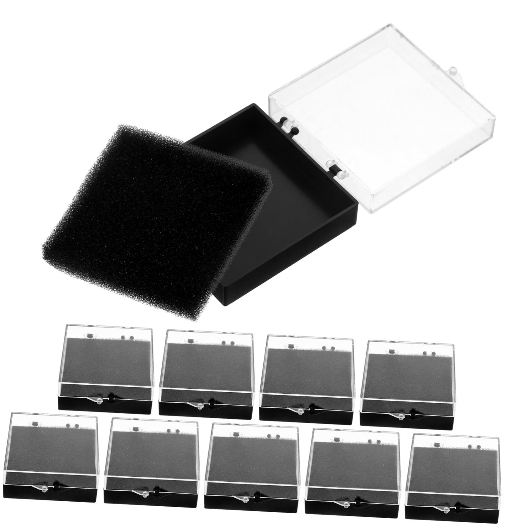 VICASKY Aufbewahrungsbox Set - 10 Transparente Boxen Mit Schwamm Für Schmuck