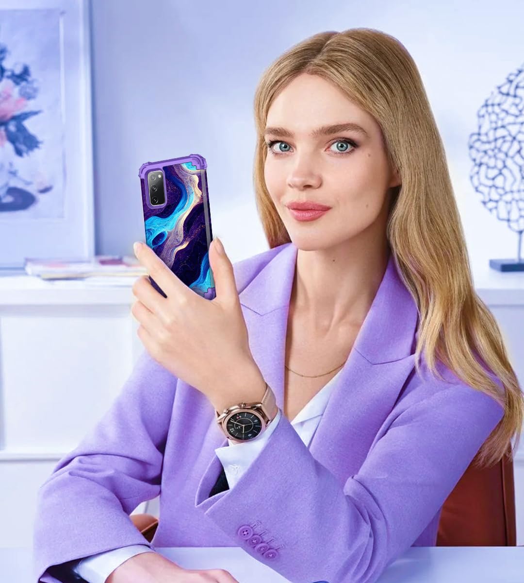 Hocase Custodia per Galaxy S20 FE 5G, resistente protezione antiurto in morbida gomma siliconica+custodia protettiva ibrida in plastica rigida per Samsung Galaxy S20 FE (6,5 pollici) 2020 - Marmo blu