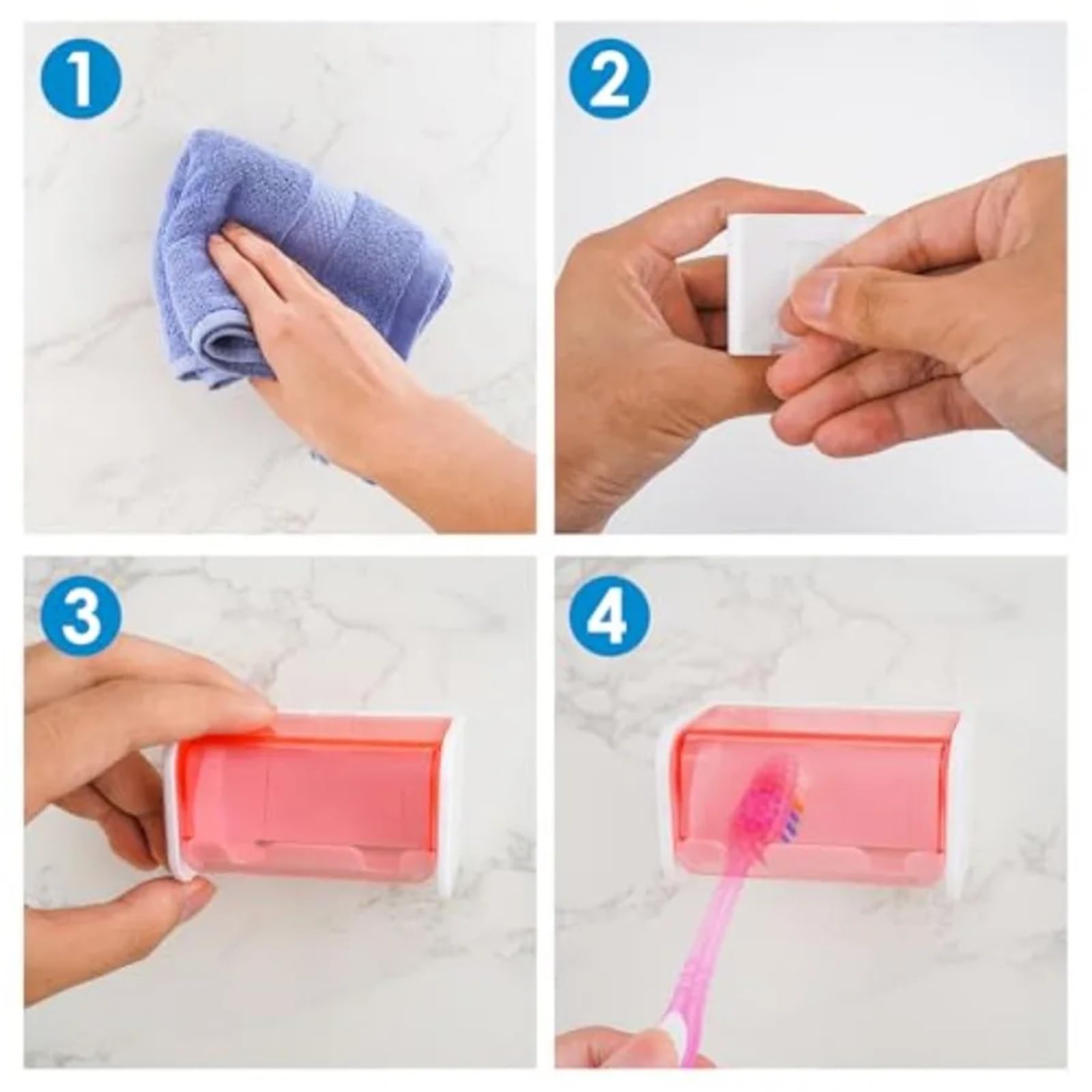 Porta Spazzolini Da Parete Portaspazzolino da parete con 2 slot | Con coperchio organizer autoadesivo for doccia da bagno
