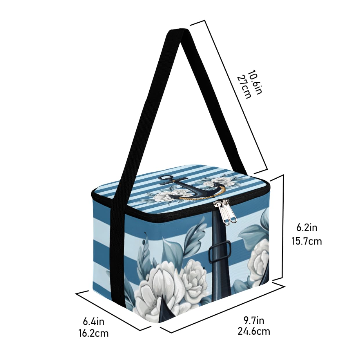 GzLeyigou Lunch Bags for Women Men 9 Cans,Marine Anchor Hot & Cold Food Delivery Bag Insulated Grocery Bag Insulated Lunch Box Ocean Sailing Cooler Bag for Office Work Picnic Beach