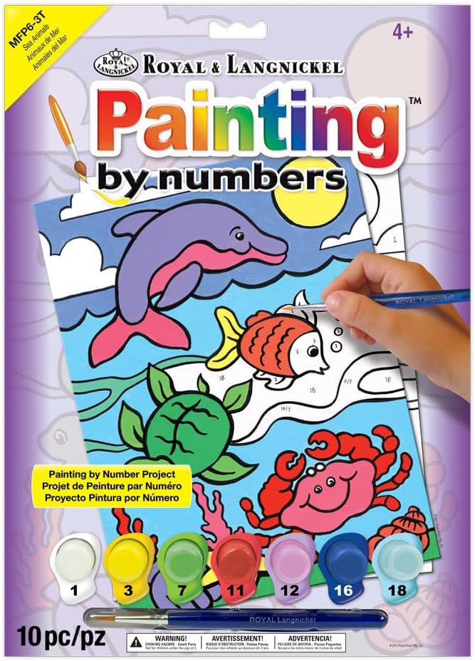 Royal Brush MFP-6 My First Paint by Number Kit, 8.75 by 11.375-Inch, Sea Animals : Toys & Games